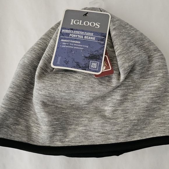 Igloo Women's Heathered Gray Ponytail Beanie Stretch Fleece Hat - Picture 1 of 5